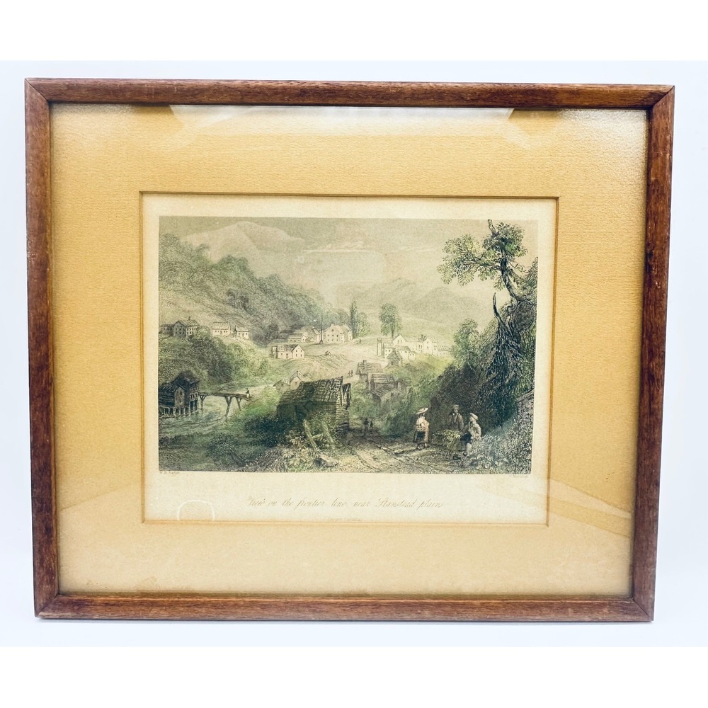 Antique W.H. Bartlett Engraving View on Frontier Line Stanstead Plains Framed